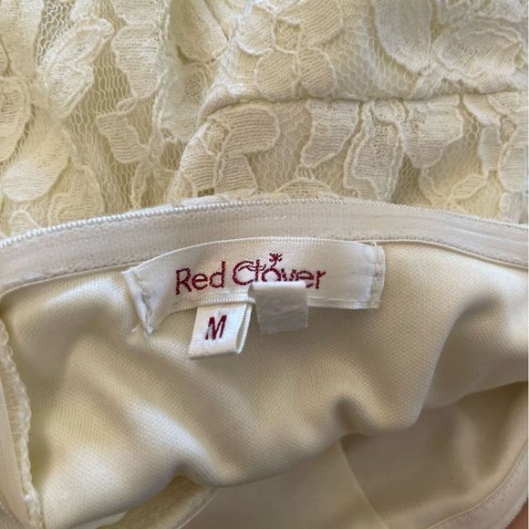 Red Clover White Lace Strapless Short Mini Skater Dress - Picture 5 of 5